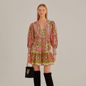 BNWT Farm Rio Soft Pink Aura Floral Mini Dress Size L